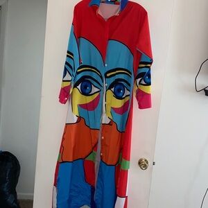 Colorful Abstract Face Shirt/Maxi Dress
